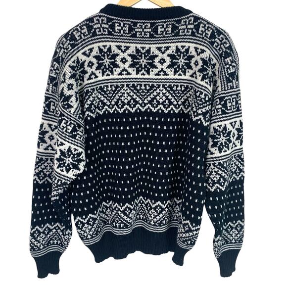 Vintage BOG Sport Men's Black and White Nordic Crewneck Sweater Sz L - Picture 2 of 7